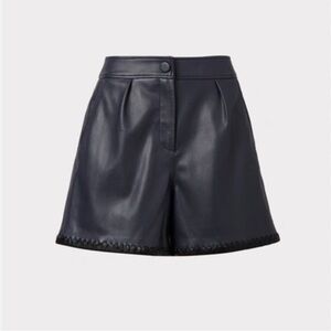 MILLY Yohanna Faux Leather Crochet Short High Waist In Navy Black - Women’s‎ 8